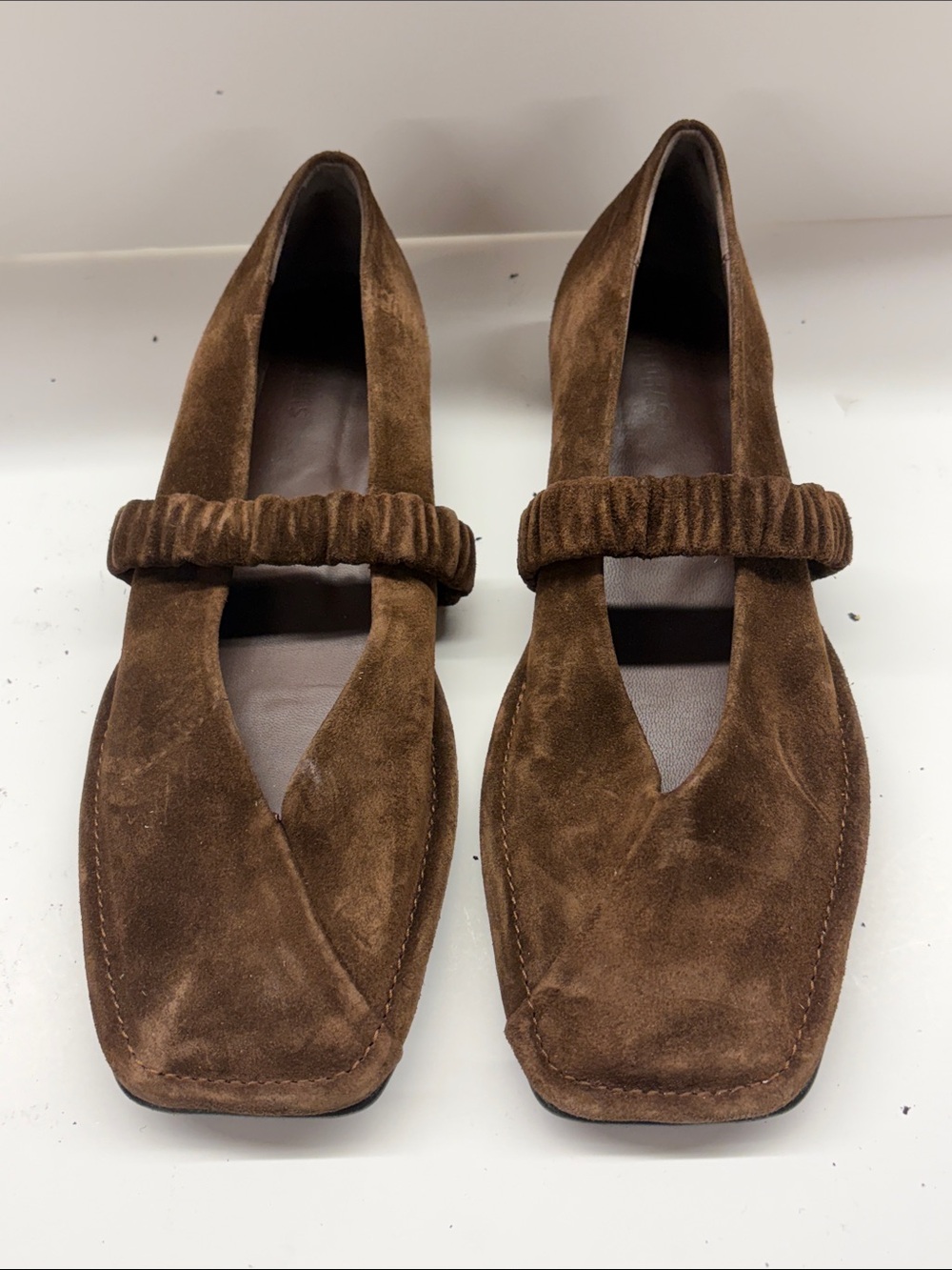 Used Alohas Women's Brown Suede Square-Toe Mary Jane Flats Size 40